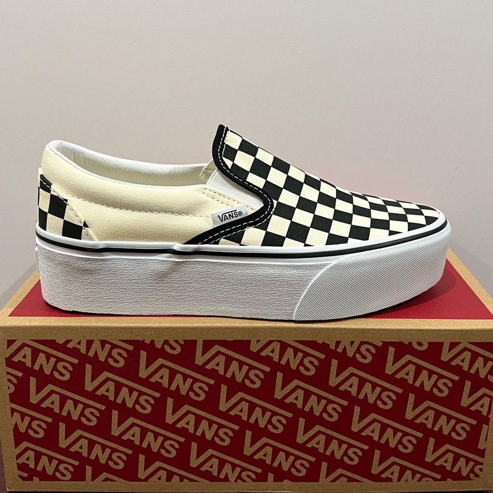 Vans Classic Slip-On Platform, VNOA705RTYQ, Black & White Checkerboard